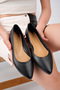 Genuine Leather Black Women's Leather Ballerinas Dp58-5057 - 4