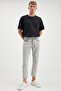 Gılberto Men's Carrot Fit Carrot Leg Vintage Washed Thick Textured Denim Light Gray Jeans - 2