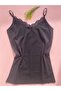 Women's Cotton Combed Fabric Lace Rope Strap Black Undershirt and Panties Set - 3