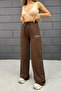 Women's Brown Wide Leg Printed Sweatpants - 3