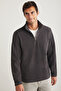 Hayes Men's Fleece Half Zipper Thick Textured Comfort Fit Smoked Fleece with Leather Accessories - 4