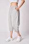 Women's Elastic Waist Regular Fit Stitching Detail Shalwar Trousers Gray Melange - 2
