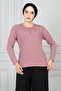 Women's Mother Comfortable Cut Loose Thin Corded Button Detailed Combed Cotton Blouse - 3