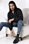 Raised Hooded Zippered Sweatshirt 19195 Anthracite Melange - 3