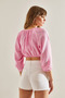 Women's Pink Tie-Collar Muslin Crop Shirt with Elastic Waist and Sleeves 60251135 - 6