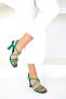 Green Satin Women's Classic High Heeled Shoe 18921 - 3