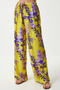 Women's Yellow Purple Patterned Flowy Viscose Palazzo Trousers EN00606 - 5