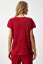 Women's Red Pleated Comfortable Blouse Trousers Set MC00283 - 7