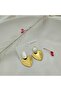 Steel earring large size stainless steel earring with pearlescent detail - 2