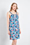 Women's Floral Patterned Front Collar Drop Detailed Mini Length Dress - 6
