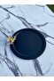 6-Piece Gold Butterfly Round Black Presentation Tray, Decorative Serving Tray, Tea, Cake, Coffee 24 Cm - 3