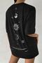 Women's the Moon Black Crew Neck Oversize Salas T-Shirt