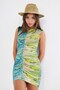 The Champ Lycra Tulle Tie-Dye Pattern Printed Lined Women's Green Dress - 5