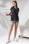 Casual V-Neck Short Sleeve T-Shirt 19410 ANTHRACYTMELANJ
