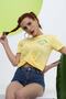 Women's Twist Detailed Printed Crop T-shirt - 5