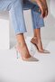 Gleam Stone Detailed Ankle Strap Silver Transparent 10 cm Women's Stiletto, High Heels
