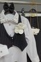 Girl's Shirt with Collar and Stone Detail, Black Bottom Top Set with Stripe Detail - 4