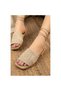 Women's Lace Up Sandals Skin Beige New Season Lace Knitted Stringed Ankle Strap Comfortable Sandals - 3