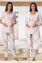 Effort Women's Pink Plaid 3-Piece Set with Adjustable Waist Maternity Pajamas Set - 3