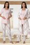 Effort Women's Pink Plaid 3-Piece Set with Adjustable Waist Maternity Pajamas Set