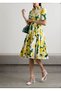 Women's Premium Quality Flounced Waist-Sitting Yellow Floral Dress - 3