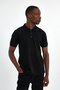 Men's Slim Fit 3-Piece Black Non-Stretch Cotton Polo Collar T-Shirt - 7