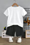 Children's Set Crew Neck You Can Make It Written Bear Printed 2-Piece Set 12739 - 3