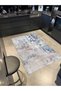 Blue Beige Themed Mixed Motif and Brick Wall Patterned Modern Decorative Carpet 4928 - 4