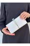Women's Mother of Pearl Satin Covered Accessory Detailed Chain Evening Dress Shoulder Bag - 4