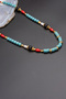Lava Turquoise and Coral Stone Necklace - 2