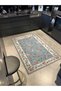 Blue Frame Ivy Flower Pattern Woven Base and Decorative Washable Carpet Miravip8556 - 2