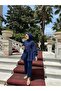Special Stone Buttoned Crepe Suit Navy Blue - 4