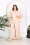 Women's Large Size Backless Sofia Linen Trousers Blouse Set 24004 - 2
