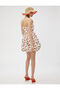 Strapless Mini Dress Balloon Skirt Cherry Printed Lined Cotton