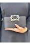 Women's Black Satin Covered Accessory Detailed Chain Evening Dress Shoulder Bag - 2