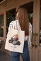 Canvas Teddy Bear Motorcycle Printed Shoulder Bag - 5