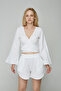 %100 cotton muslin Tie-Detail Cropped - 2