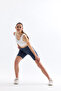 Women's Black Ribbed High Waist Recovery Short Shorts Knitted Biker Tights - 2