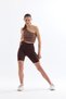 Women's Black Ribbed High Waist Recovery Short Shorts Knitted Biker Tights - 2