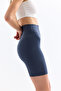 Women's Black Ribbed High Waist Recovery Short Shorts Knitted Biker Tights - 4