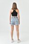Women's Ripped High Waist Lycra Free Light Blue Jeans Shorts Ripped Denim Shorts 70363 - 4