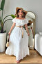 Women's White Madonna Collared Scalloped Lined Dress