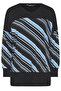 Plus Size Patterned Stretch Fabric Long Sleeve Long Cut Blouse303058 - 6