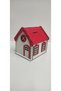 Wooden red_White Large house piggy bank - 3