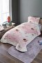 Pink Floral Patterned Single Bedspread and Pique Set
