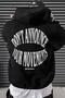 Men's Black Dont Announce Hooded Oversize 3 Thread Threaded Loose Fit Hoodie Sweatshirt - 2