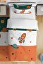 Retro Green Orange Spacecraft Patterned Single Baby Kids Bedding Set