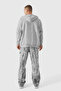 Men's Gray Melange Hooded Zippered 3 Three Thread Fleece Kangaroo Oversize Sweatshirt Zip Up Hoodie - 2