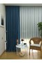 Crown Blue Solid Color Linen Background Curtain, Pleat-Free Plain Planting, Extra-Fore Drawstring, Single Wing - 3