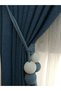 Crown Blue Solid Color Linen Background Curtain, Pleat-Free Plain Planting, Extra-Fore Drawstring, Single Wing - 5